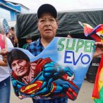 pancarta de Evo Morales