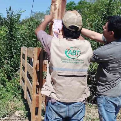 funcionarios de la ABT colocan una notificación