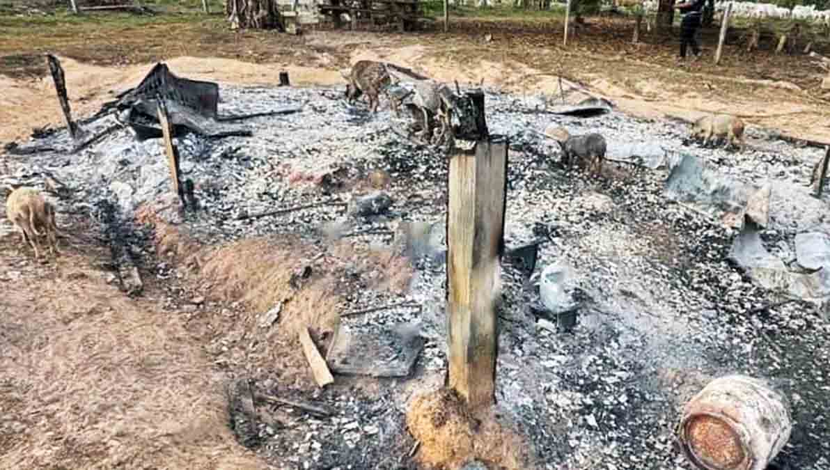 el lugar donde fueron hallados los cuerpos calcinados