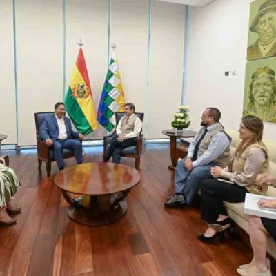 el presidente Luis Arce con observadores de la OEA