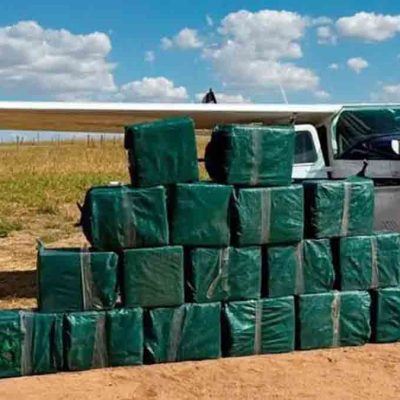 la avioneta y la droga incautada