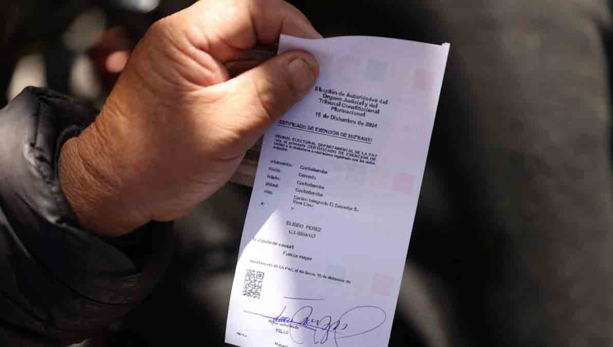 certificado de exención por no votar