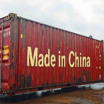 contenedor con productos hechos en China