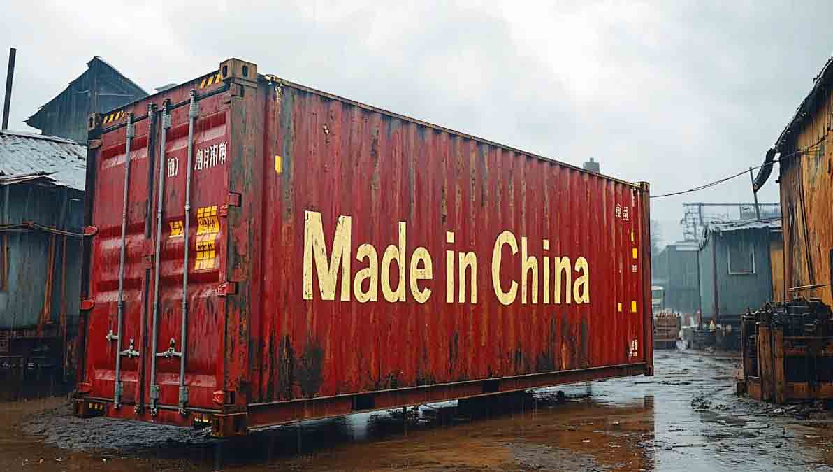 contenedor con productos hechos en China