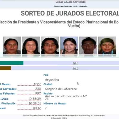 sorteo de jurados para segunda vuelta en Bolivia