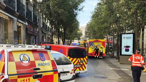 en lugar donde se produjo el colapso del edificio en Madrid
