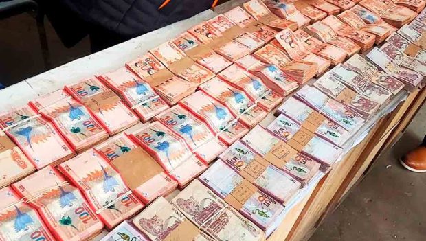 el dinero secuestrado por la Policía