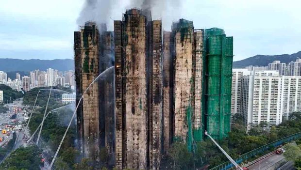 incendio en condominio en Hong Kong