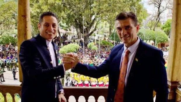 el vicepresidente Edmand Lara y el presidente Rodrigo Paz