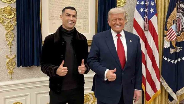 Cristiano Ronaldo junto a Donald Trump en la Casa Blanca