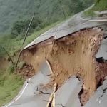 hundimiento de la plataforma en la carretera antigua Santa Cruz-Cochabamba