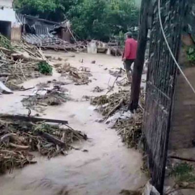 el desborde del río en Samaipata