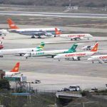 aviones de líneas comerciales en un aeropuerto de Venezuela