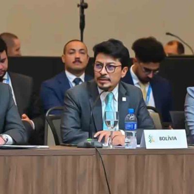 El canciller boliviano Fernando Aramayo en la cumbre del Mercosur