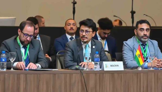 El canciller boliviano Fernando Aramayo en la cumbre del Mercosur