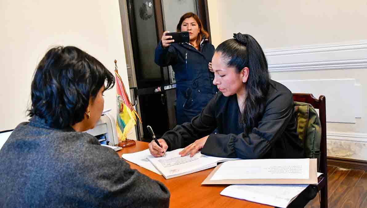 la primera postulante en presentar sus documentos en la Comisión Mixta de Constitución