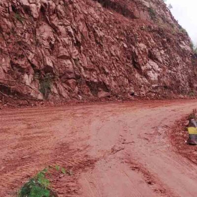 El lugar donde se produjo el derrumbe en la ruta Entre Ríos–Palos Blancos