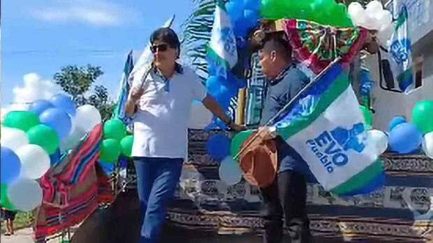 Evo Morales en un acto político en Chimoré