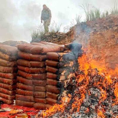 la mercadería de contrabando incinerada por la Aduana en Tarija