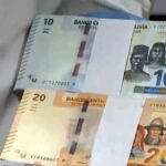 los billetes de 20 y 10 bolivianos recuperados por la Policía
