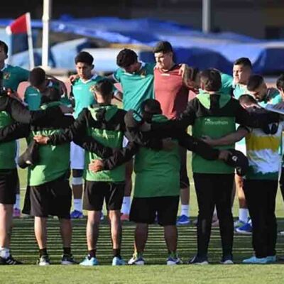 los jugadores de la Selección Boliviana en su último entrenamiento