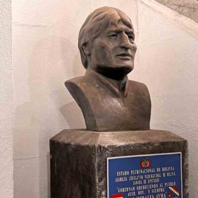 busto de Evo Morales en el antiguo Palacio Legislativo