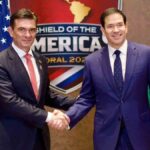 el presidente Rodrigo Paz junto al secretario de Estado, Marco Rubio