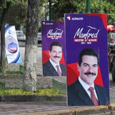 propaganda electoral en espacios públicos en Cochabamba