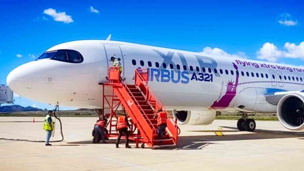 El Airbus A321 XLR en el aeropuerto de Alcantarí