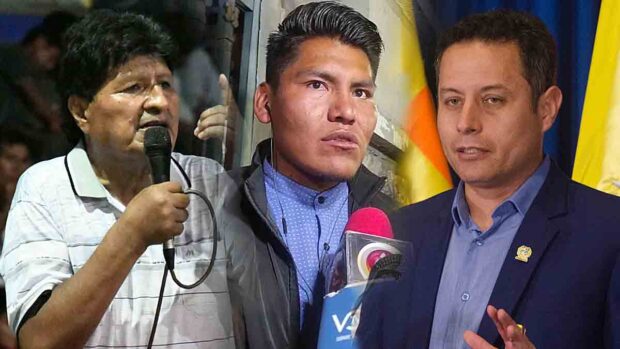 Evo Morales, René Yahuasi y Edmand Lara