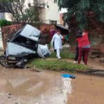 el vehículo donde falleció la enfermera tras la colisión frontal