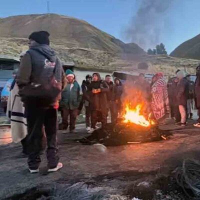 uno de los puntos de bloqueo en ruta a los Yungas