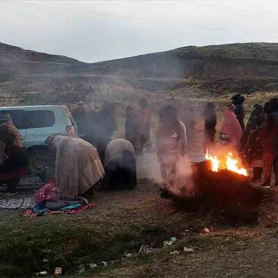 un punto de bloqueo en el altiplano paceño