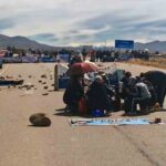 un punto de bloqueo en el altiplano paceño