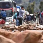 un punto de bloque en una carretera de Cochabamba