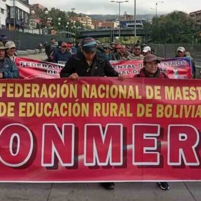 marcha del magisterio rural en La Paz