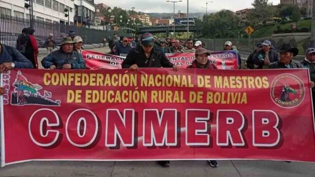 marcha del magisterio rural en La Paz