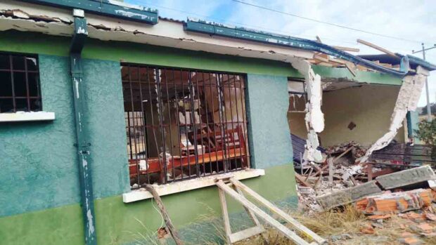 el módulo policial que fue destruido
