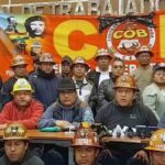 dirigentes de la COB en conferencia de prensa
