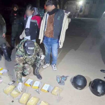 Secuestran cocaína en mochilas en Parotani