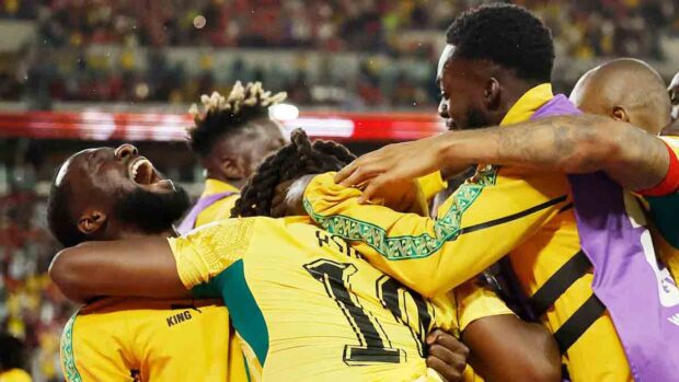 los jugadores de Ghana celebran la victoria ante Panamá