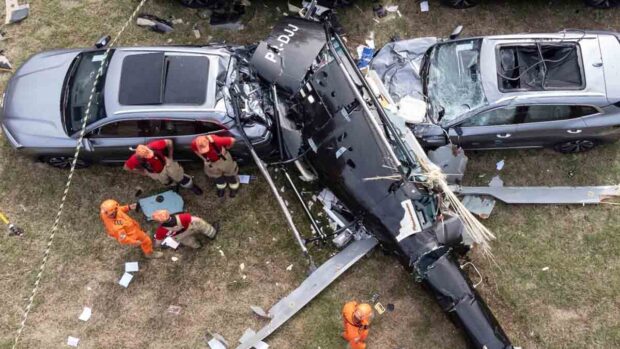 Uno de los helicópteros accidentados