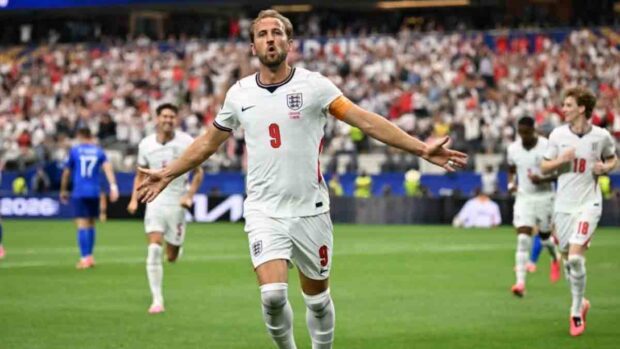 Harry Kane celebra el primer gol de Inglaterra ante Croacia en el Mundial 2026.