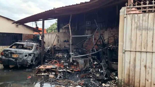 incendio en taller mecánico